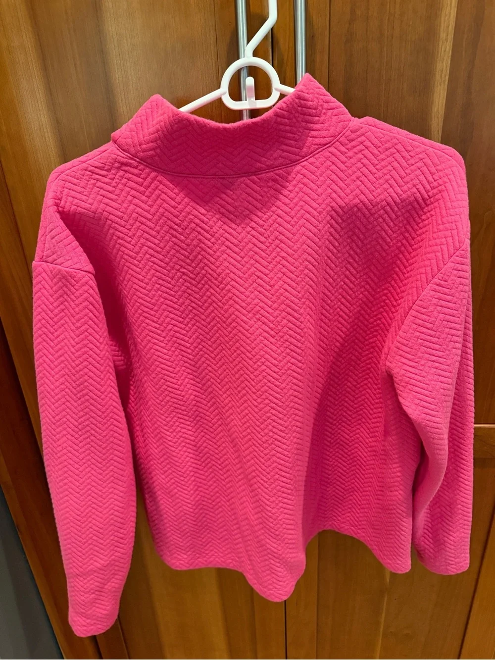 J. Crew Hot Pink Mock Neck Sweater with Side Button Detail